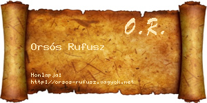 Orsós Rufusz névjegykártya